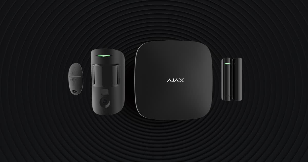 Ajax StarterKit apsardzes komplekts (Hub + 3 ierīces), melns
