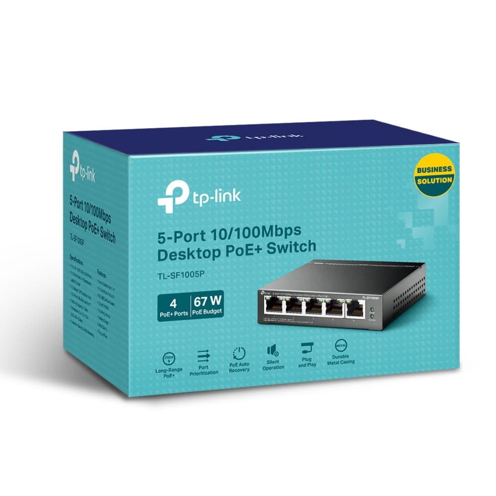 TP-Link TL-SF1005P komutators 5 porti (4× PoE+, 67 W)