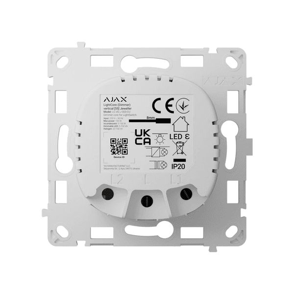 Ajax LightCore mehānisms (Dimmer, vertikāls), balts